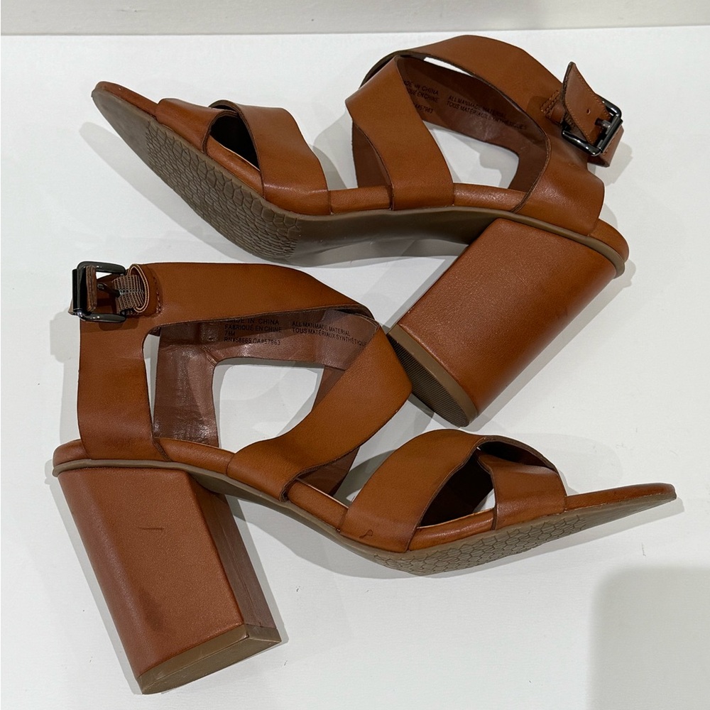 BP. Nordstrom Crisscross Strap block-heel Buckle size 7.5 in brown - Picture 4 of 10